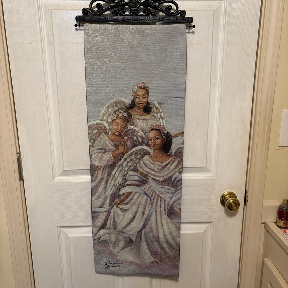 Elegant Angel Tapestry Wall Hanging - Gray